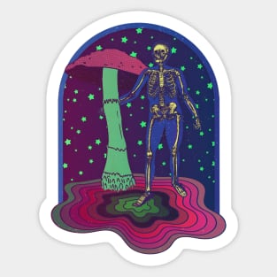 Psychedelic Skeleton with Magic Mushroom - Psychedelic Tie Dye Sticker